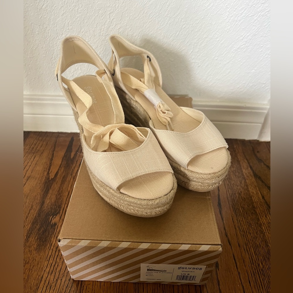 Soludos linen platform espadrilles size 8